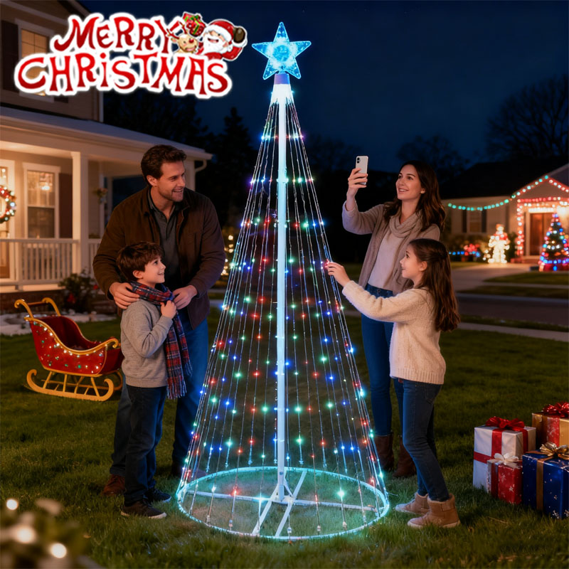 Outdoor Power Point - Solar-Powered LED Waterfall String Lights Christmas