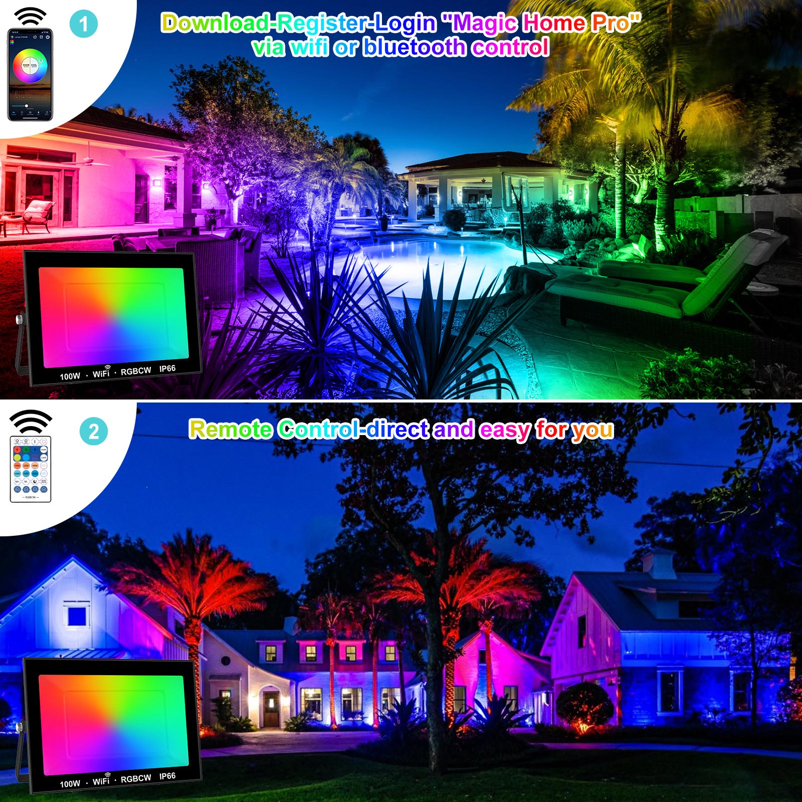 T-sunrise 100W RGB Smart Flood - Outdoor Power Outlet Wifi ulasan dan harga