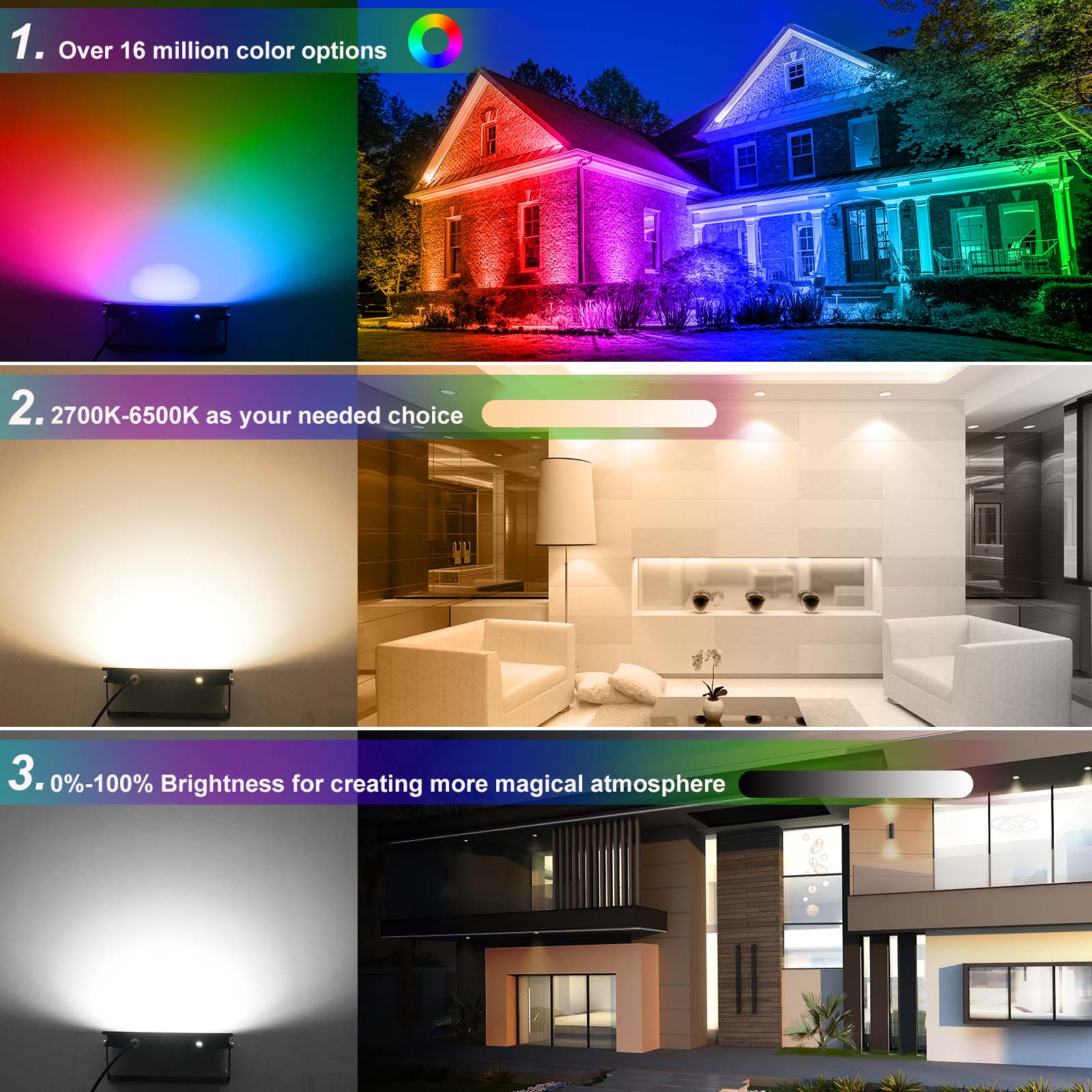 T-sunrise 100W RGB Smart Flood - Outdoor Power Outlet Wifi ulasan dan harga