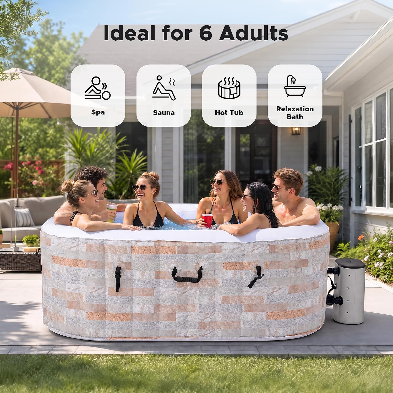 6.5ft Inflatable Hot Tub, 6-Pe - Outdoor Power For Hot Tub ulasan dan harga