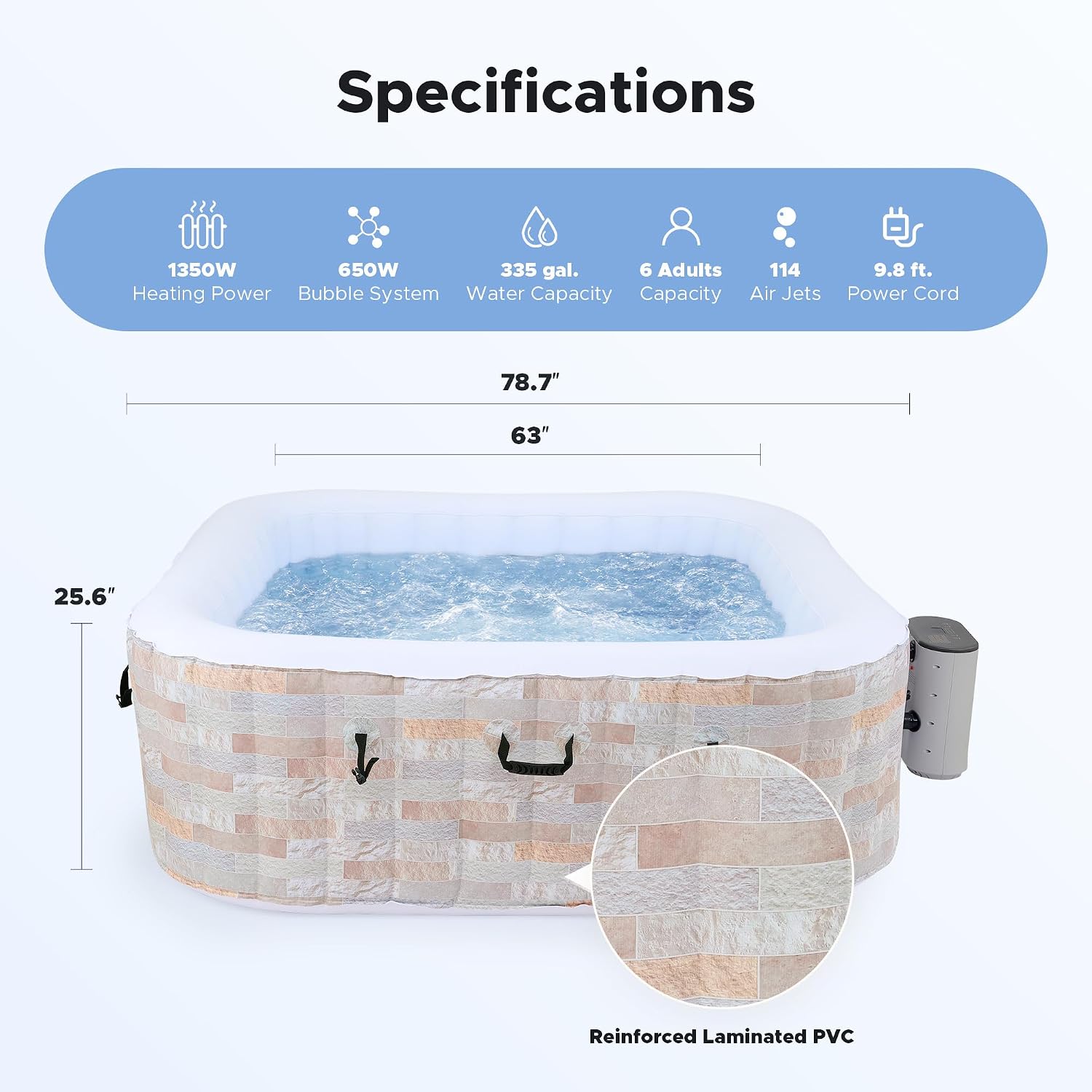 6.5ft Inflatable Hot Tub, 6-Pe - Outdoor Power For Hot Tub ulasan dan harga
