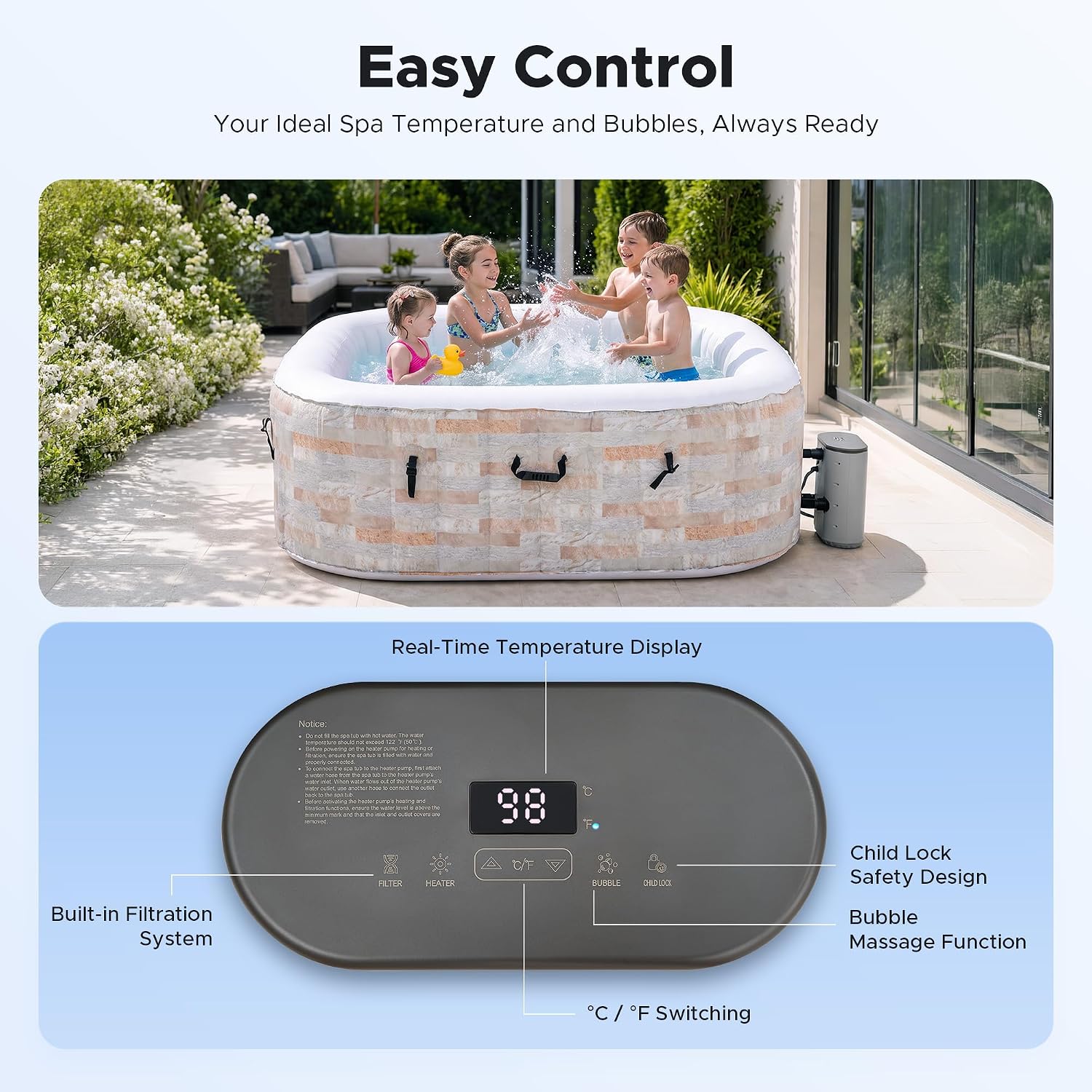 6.5ft Inflatable Hot Tub, 6-Pe - Outdoor Power For Hot Tub ulasan dan harga