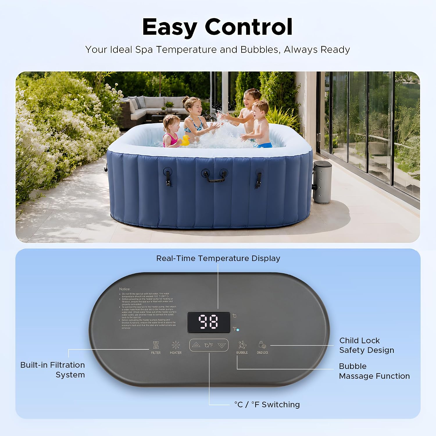 6.5ft Inflatable Hot Tub, 6-Pe - Outdoor Power For Hot Tub ulasan dan harga