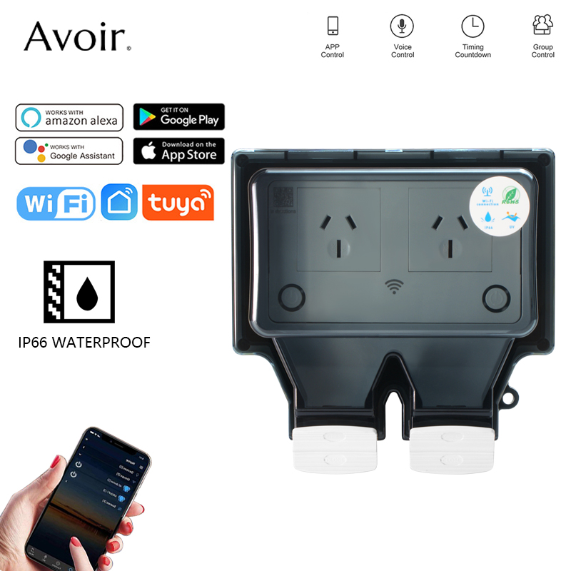 Avoir Tuya Wifi Waterproof Ele - Outdoor Power Outlet Wifi ulasan dan harga