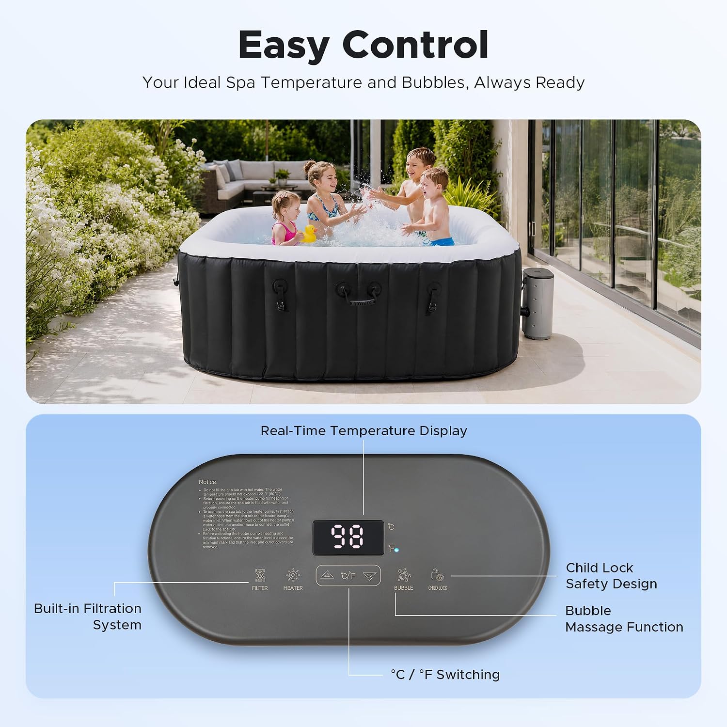 6.5ft Inflatable Hot Tub, 6-Pe - Outdoor Power For Hot Tub ulasan dan harga